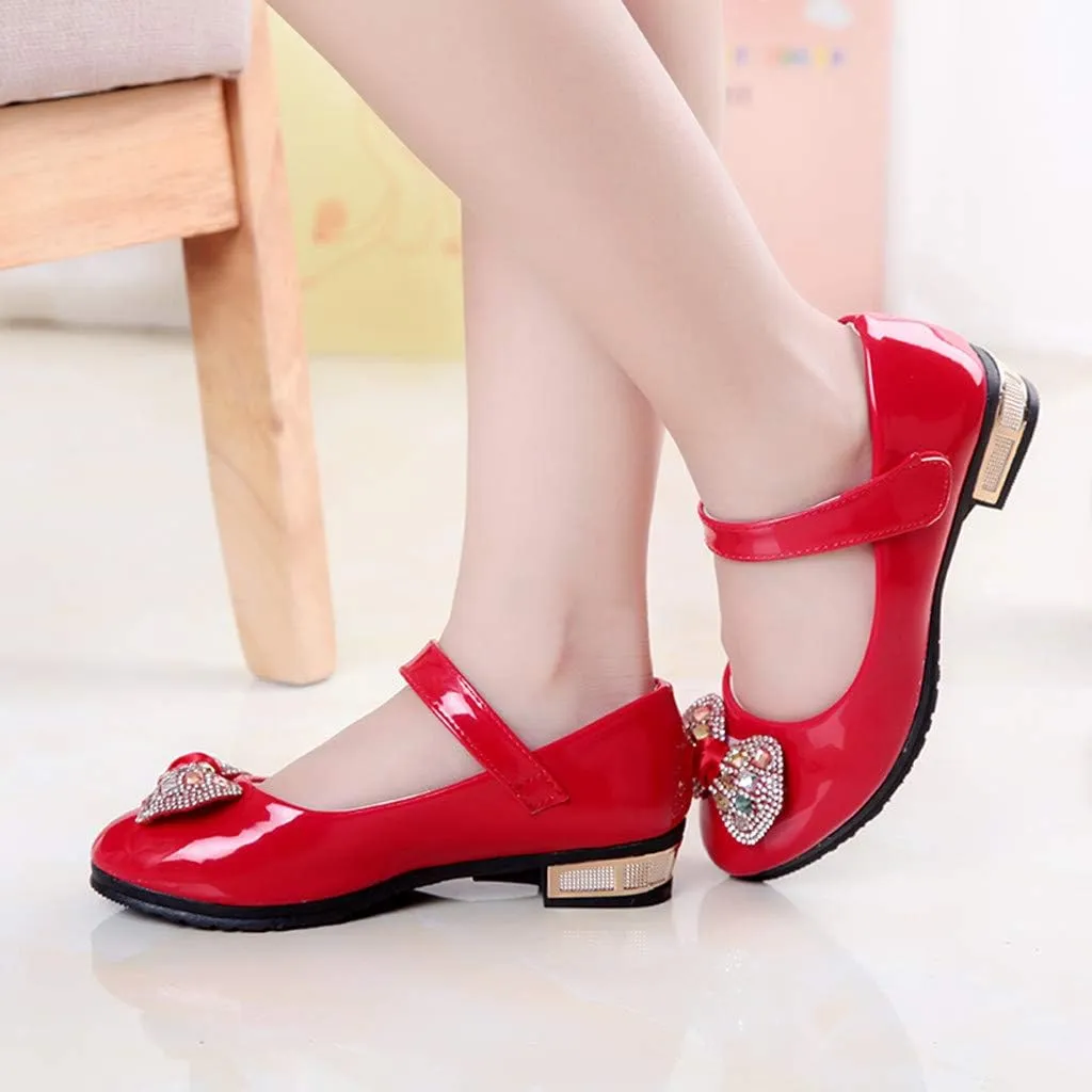 POLG Kids Baby Girls Crystal Bling Bowknot Single Princess Shoes Sandals Child Infant Soft Sole Anti-Slip Dance Shoes