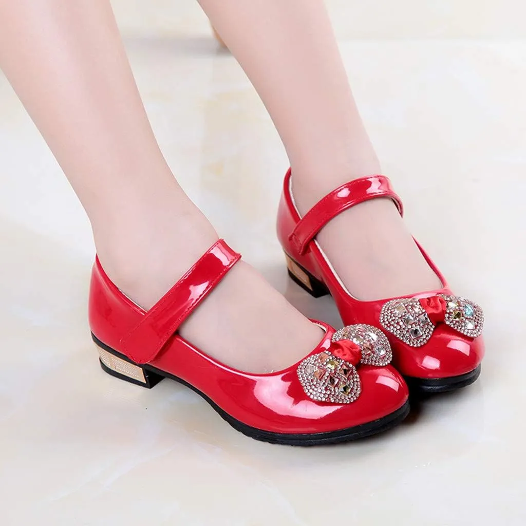 POLG Kids Baby Girls Crystal Bling Bowknot Single Princess Shoes Sandals Child Infant Soft Sole Anti-Slip Dance Shoes