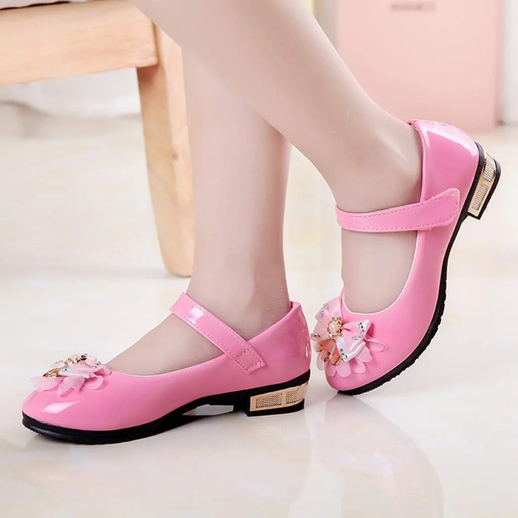 POLG Kids Baby Girls Crystal Bling Bowknot Single Princess Shoes Sandals Child Infant Soft Sole Anti-Slip Dance Shoes