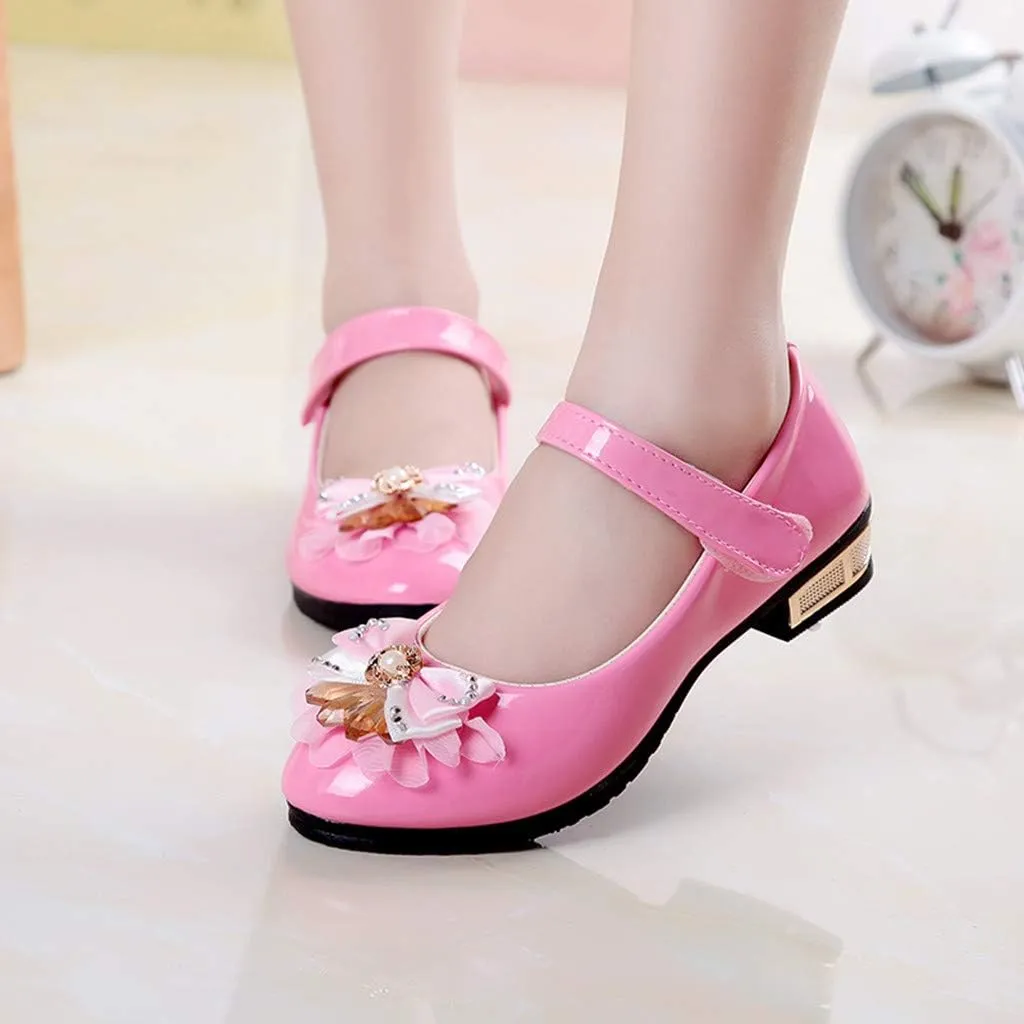 POLG Kids Baby Girls Crystal Bling Bowknot Single Princess Shoes Sandals Child Infant Soft Sole Anti-Slip Dance Shoes