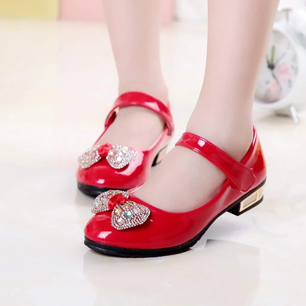 POLG Kids Baby Girls Crystal Bling Bowknot Single Princess Shoes Sandals Child Infant Soft Sole Anti-Slip Dance Shoes