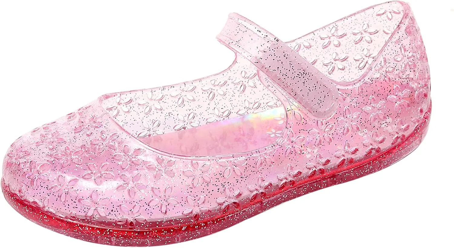 Princess Dress Sandals Jelly Shoes for Toddler Girls Size 8, Blue Bird Nest Layered Lines Mary Jane Flats Childrens Clear Glitter with Hollow-Carved