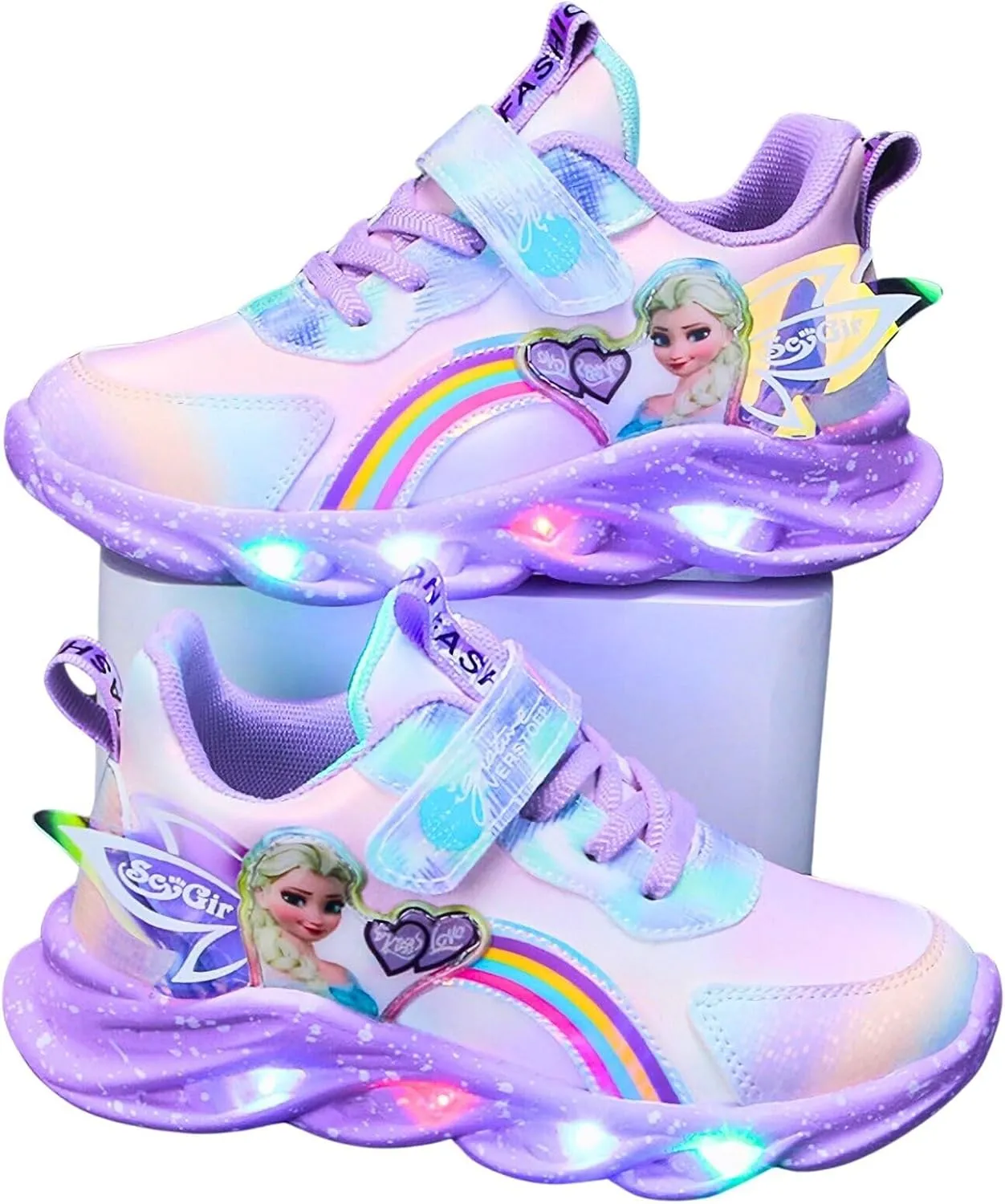 Princess Sneakers for Girls Light Up Shoes Zapatos para Nias Baby Toddler Shoes Birthday Tenis para Nias Xmas