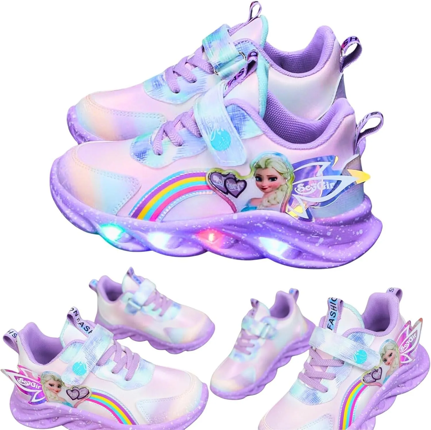Princess Sneakers for Girls Light Up Shoes Zapatos para Nias Baby Toddler Shoes Birthday Tenis para Nias Xmas