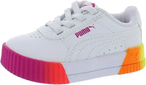 PUMA Carina Neon Fade Ac Baby Girls Shoes Size 8, Color: White/Pink