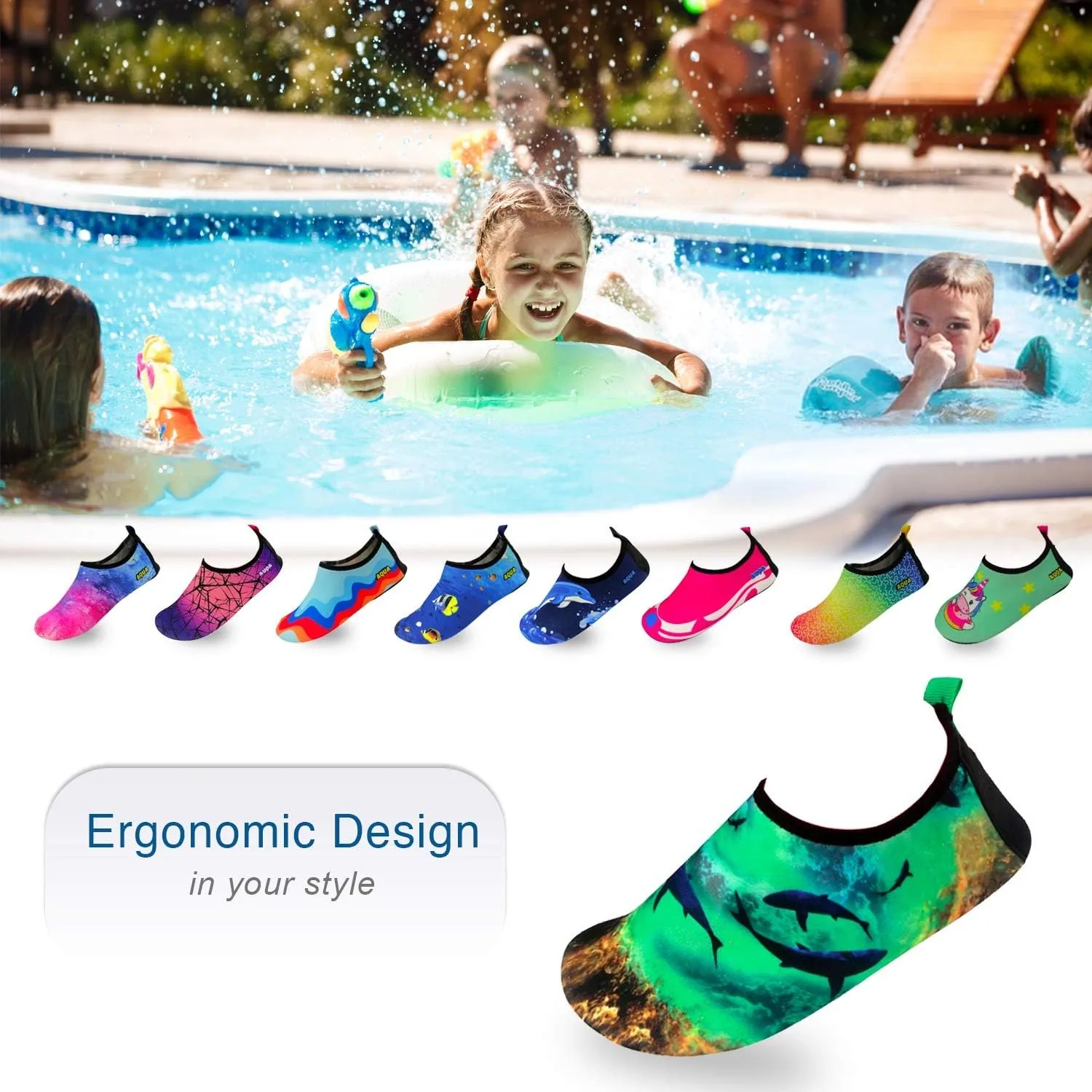 Quick-Dry, Non-Slip, Lightweight Swim Shoes for Summer, Beach, Sea & Pool  for Boys, Girls, Babies, Toddlers & Little Kids