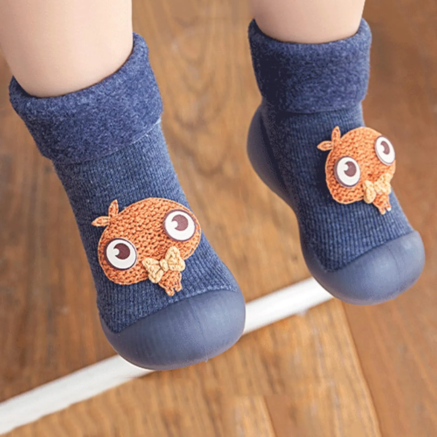 Rite Shoes Knit Stocking Slipper Baby Rubber Sole Toddler Shoes Girls Solid Boys Soft Hard Sole Baby Shoes