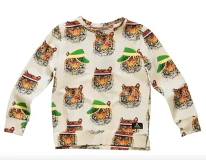 Rock Your Kid - Retro Tigers Long Sleeve Pullover in Cream