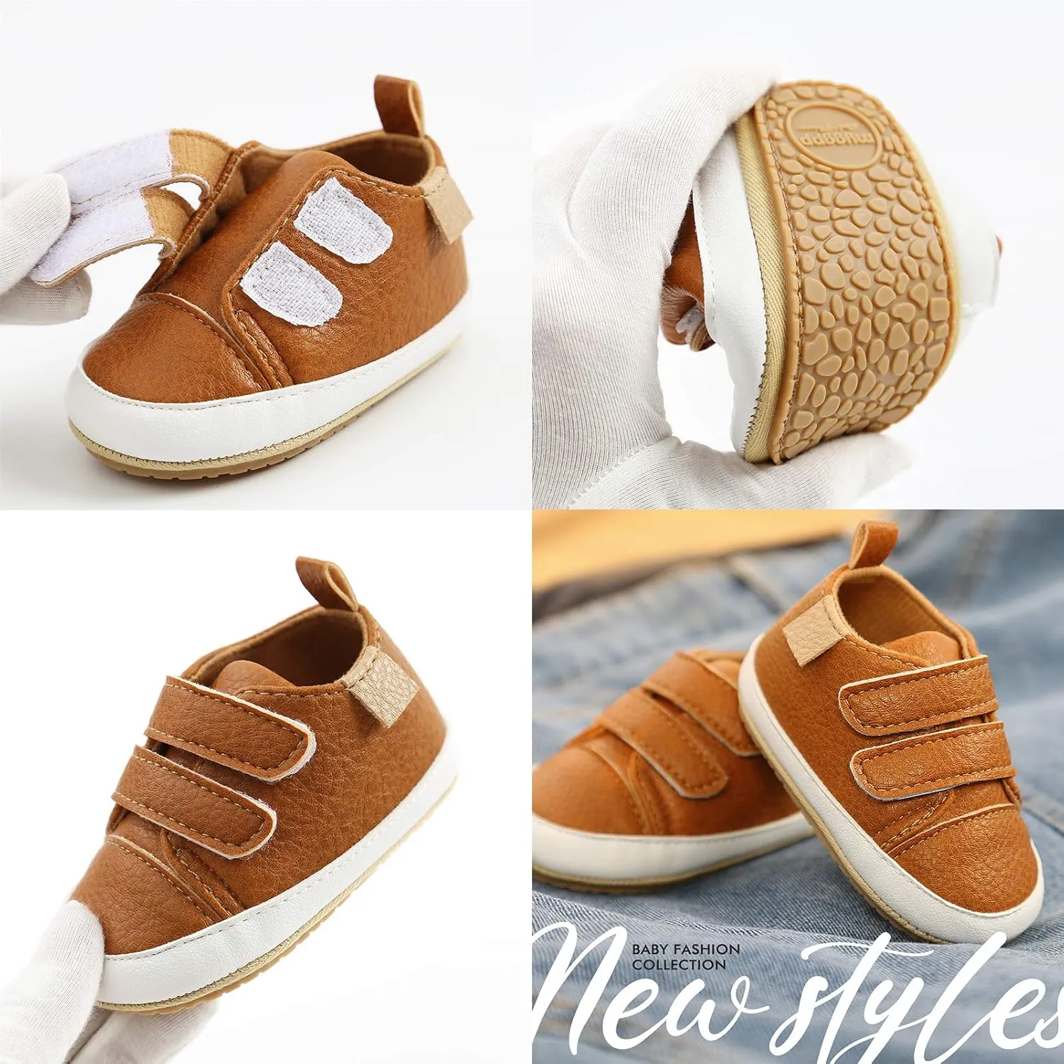 RVROVIC Baby Boys Girls Anti-Slip Sneakers Soft Ankle Boots Toddler First Walkers Newborn Crib Shoes