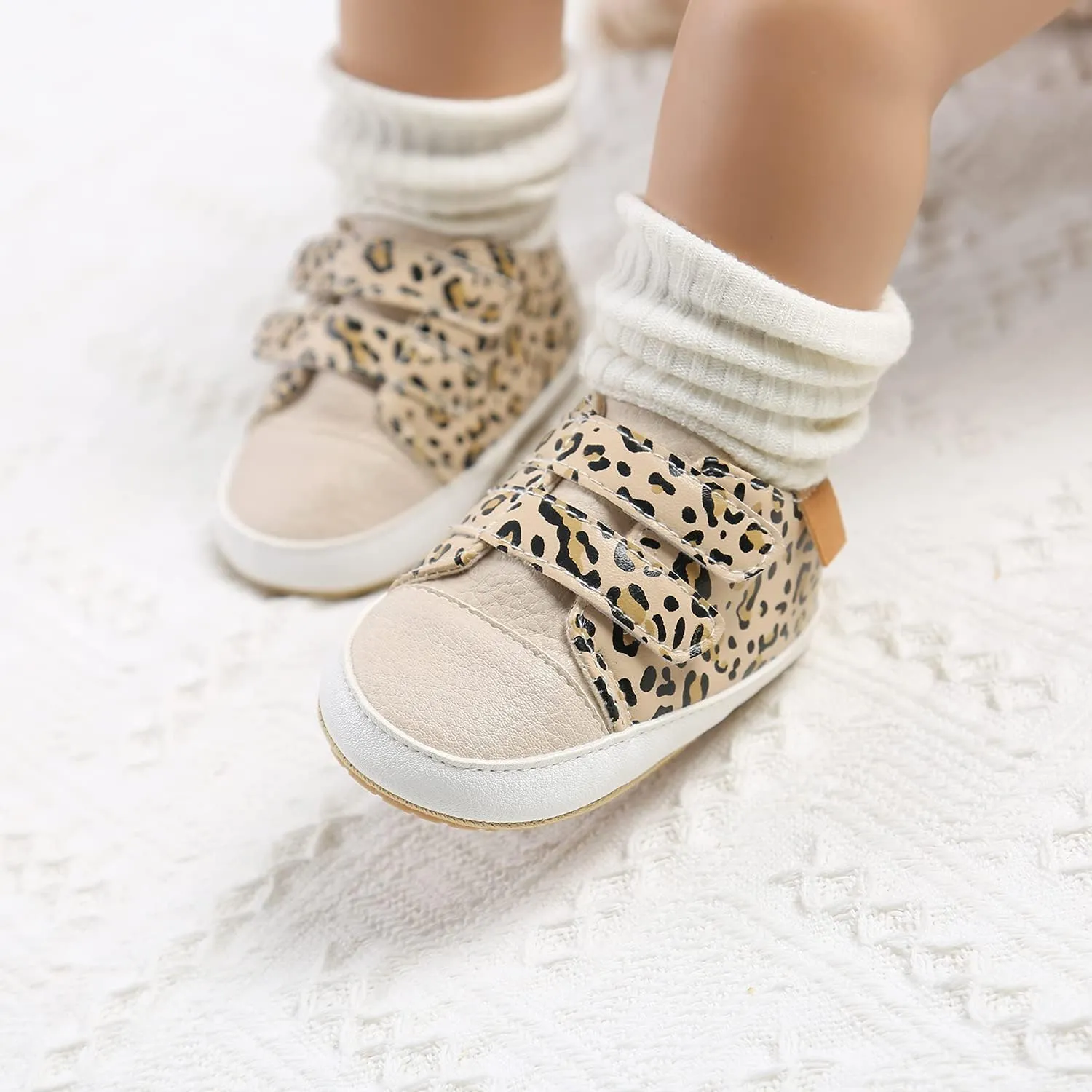 RVROVIC Baby Boys Girls Anti-Slip Sneakers Soft Ankle Boots Toddler First Walkers Newborn Crib Shoes