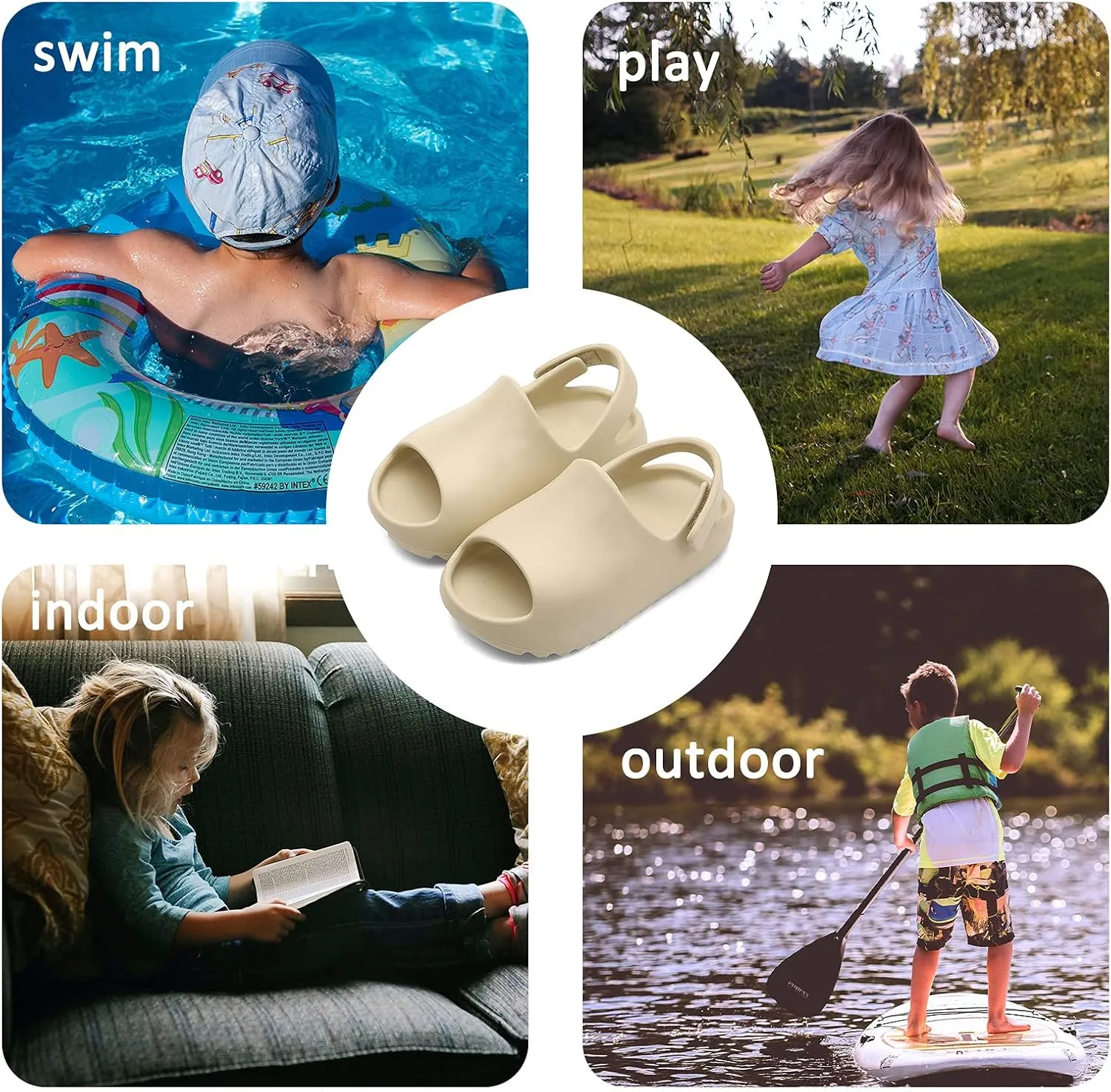 SEAUR - Toddler Little Kids Slides Sandals Girls Summer Sandals Boys Shower Anti-slip Slippers Baby Indoor Outdoor Slippers