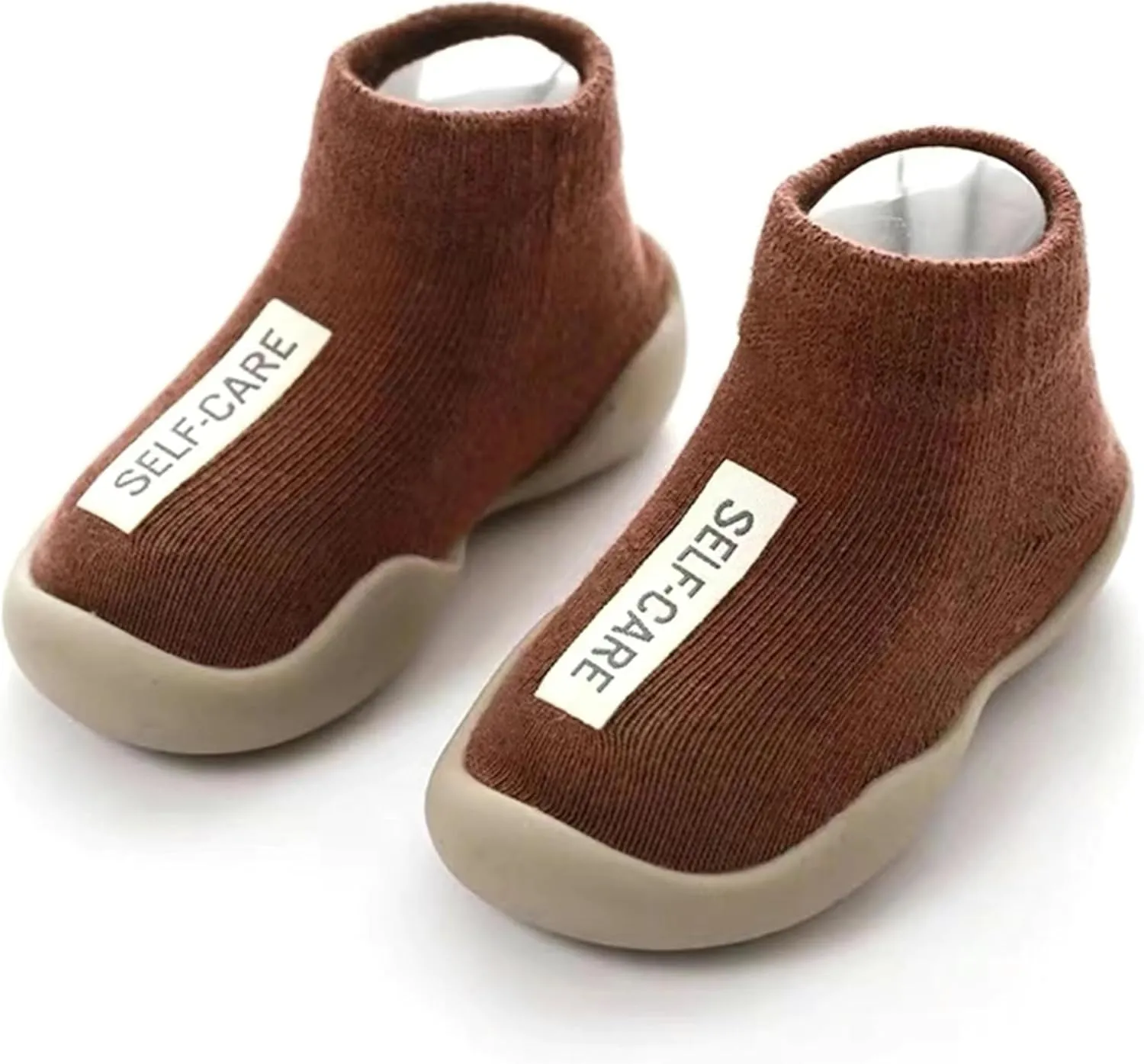 Simple Baby Toddler Sneakers Non-Slip Walking Shoes for Kids Boys and Girls, Stylish Indoor Outdoor Cotton Easy Pull-On Outerwear Shoes Socks with Logo
