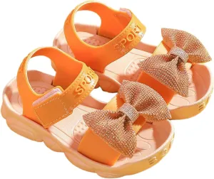 Slides Sandals for Kids Infant Girls Soild Bowknot Princress Shoes Soft Sole Non Slip First Jellies Shoes for Girls