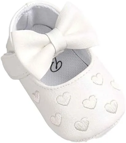 Soft Sole Leather Baby Shoes - Infant Baby Walking Shoes Non-Slip Rubber Sole Crib Shoes with Bowknot for 0-18M