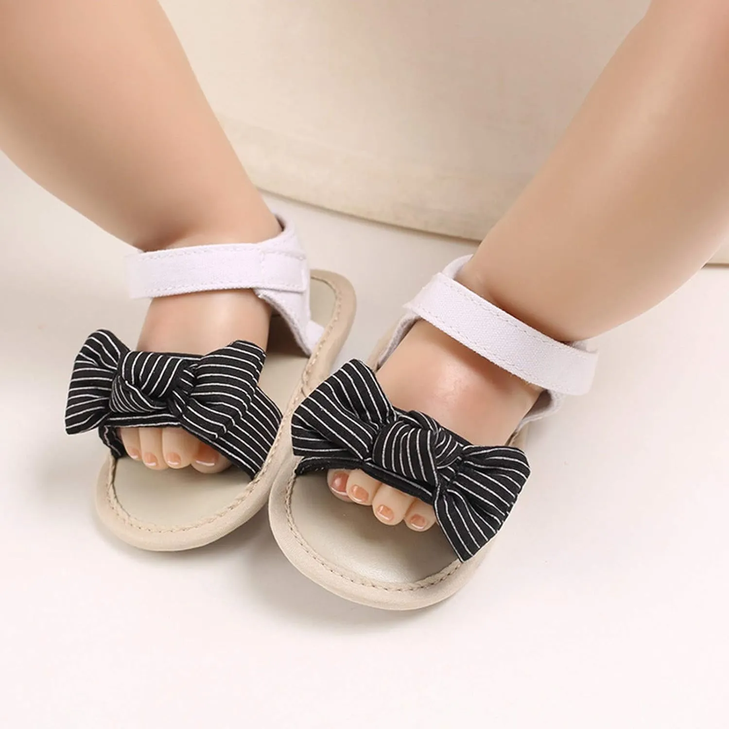 Summer Striped Bow Sandals Baby Sandals Infant Girls Soft sole Non-Slip First Walkers Shoes Walking Shoes