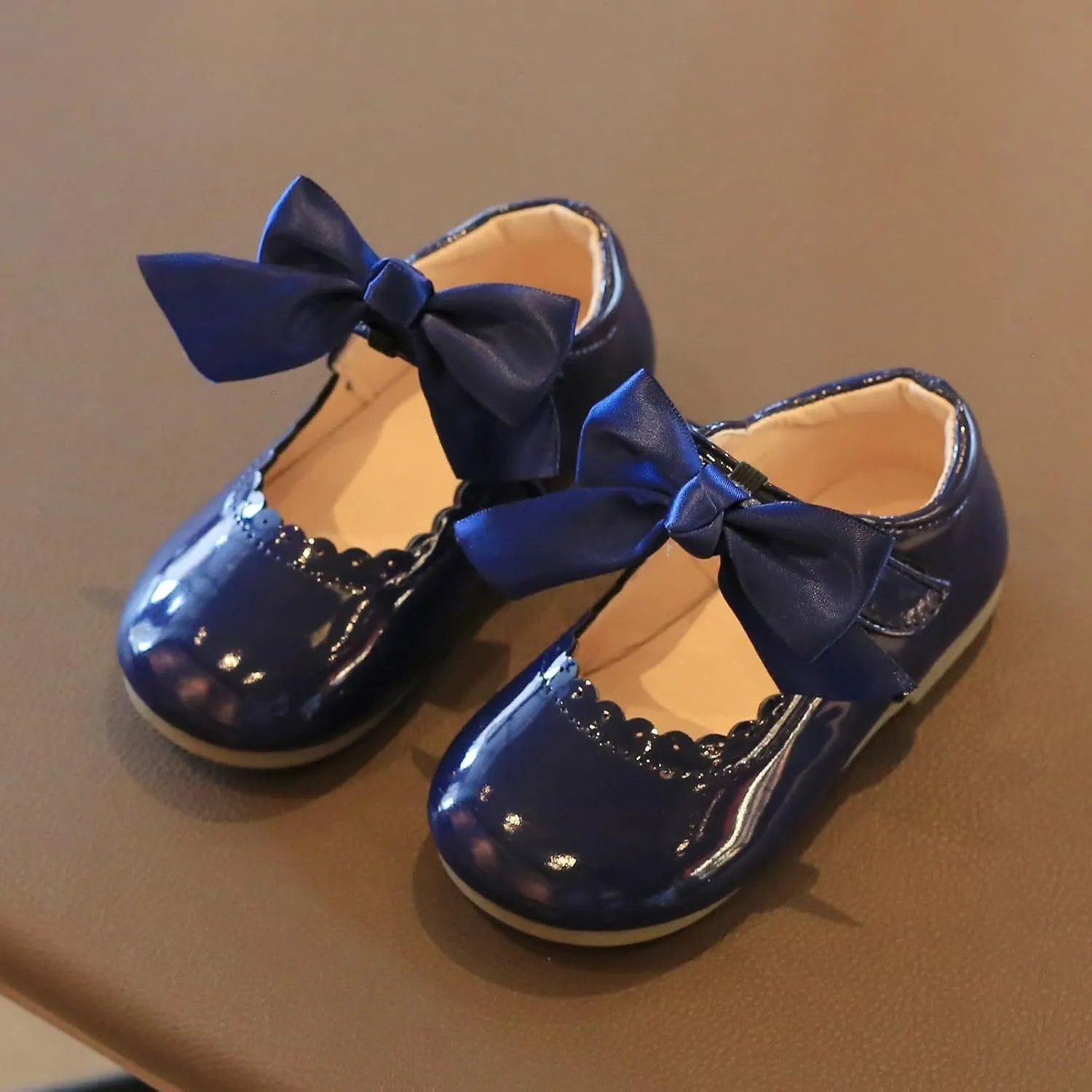Toddler Baby Girls Mary Jane Flats Infant Newborn Walking Shoes Soft Rubber Sole Princess Wedding Dress Shoes
