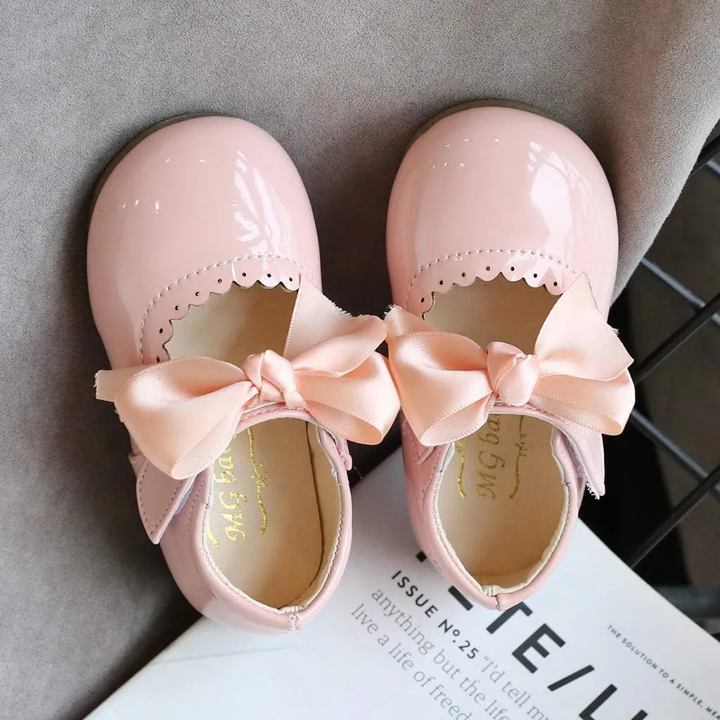 Toddler Baby Girls Mary Jane Flats Infant Newborn Walking Shoes Soft Rubber Sole Princess Wedding Dress Shoes