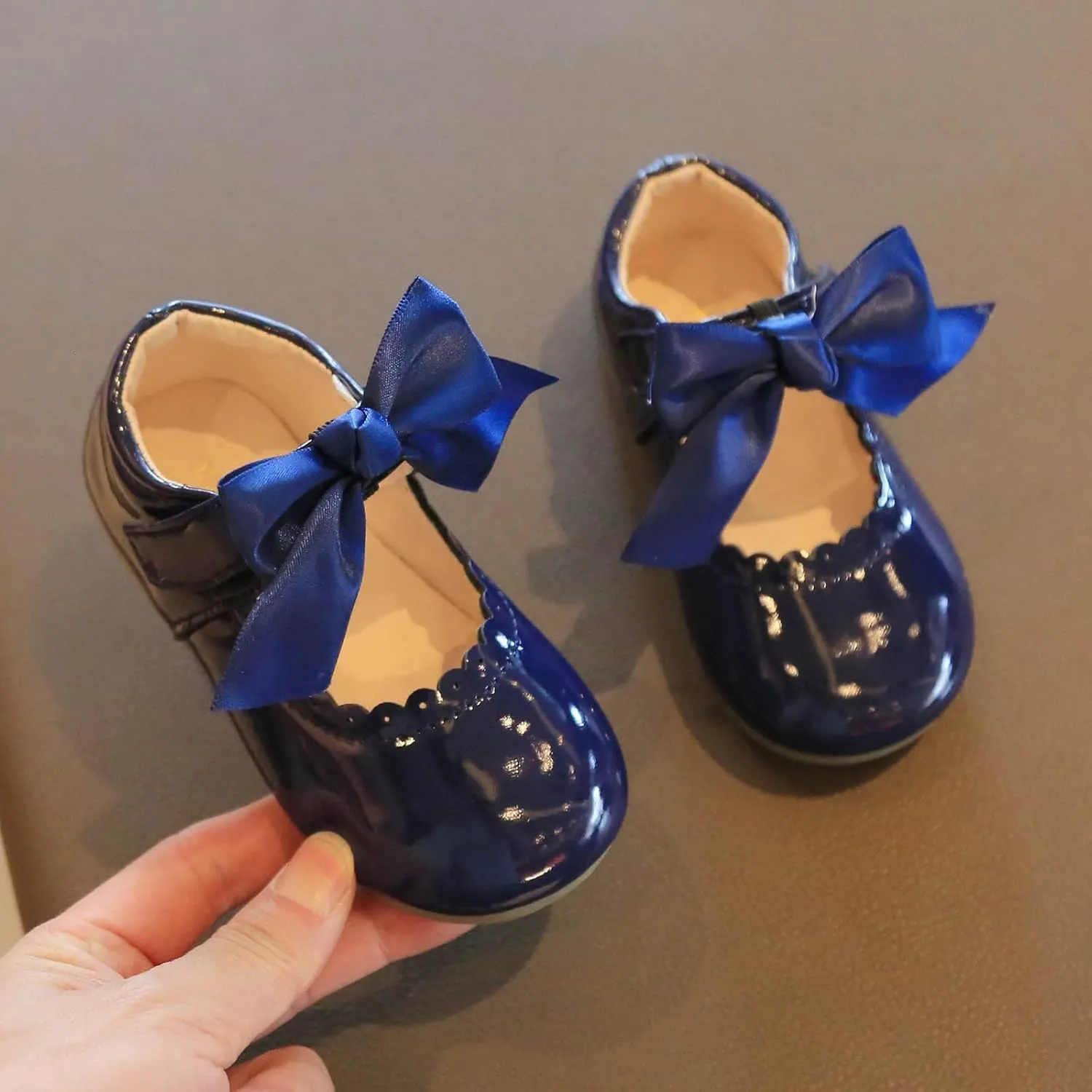 Toddler Baby Girls Mary Jane Flats Infant Newborn Walking Shoes Soft Rubber Sole Princess Wedding Dress Shoes