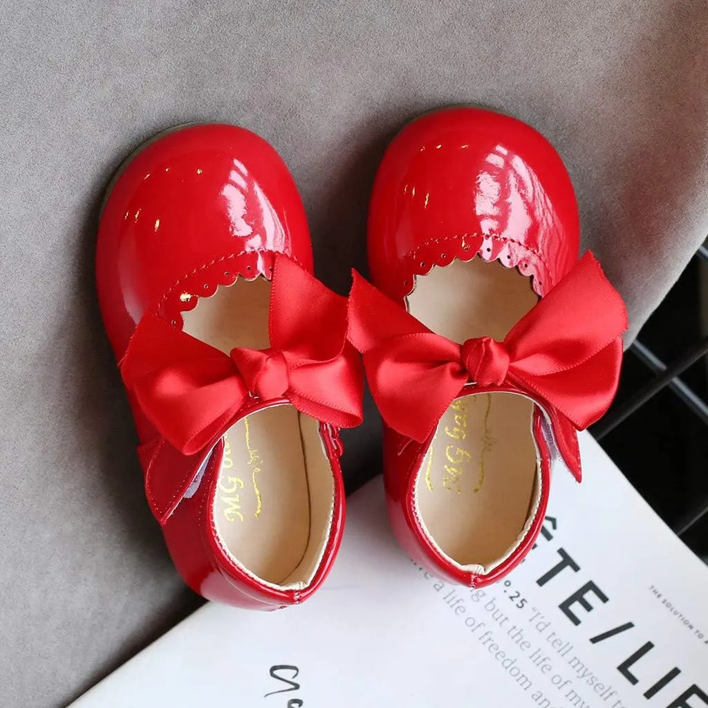 Toddler Baby Girls Mary Jane Flats Infant Newborn Walking Shoes Soft Rubber Sole Princess Wedding Dress Shoes