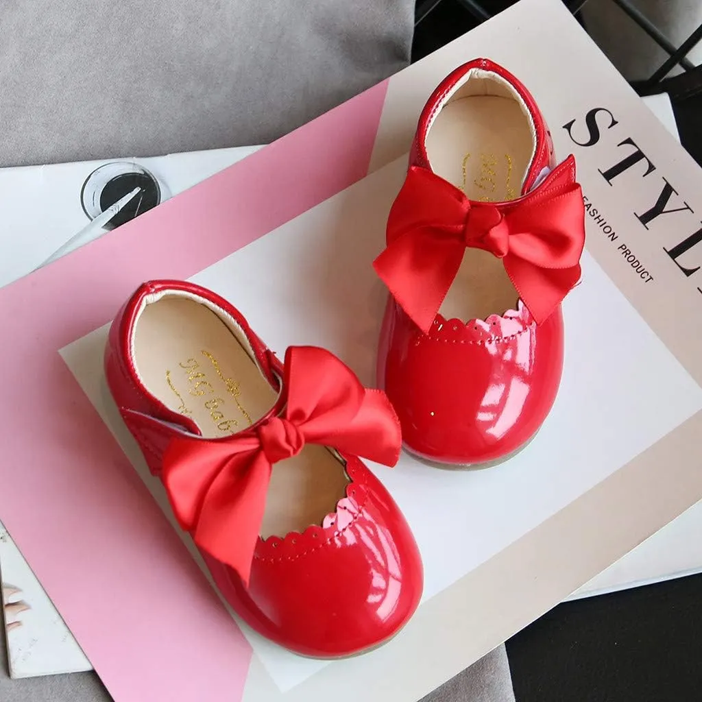 Toddler Baby Girls Mary Jane Flats Infant Newborn Walking Shoes Soft Rubber Sole Princess Wedding Dress Shoes