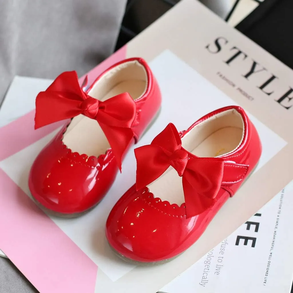Toddler Baby Girls Mary Jane Flats Infant Newborn Walking Shoes Soft Rubber Sole Princess Wedding Dress Shoes