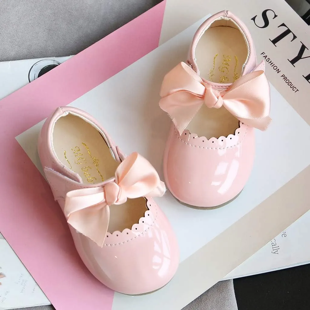 Toddler Baby Girls Mary Jane Flats Infant Newborn Walking Shoes Soft Rubber Sole Princess Wedding Dress Shoes