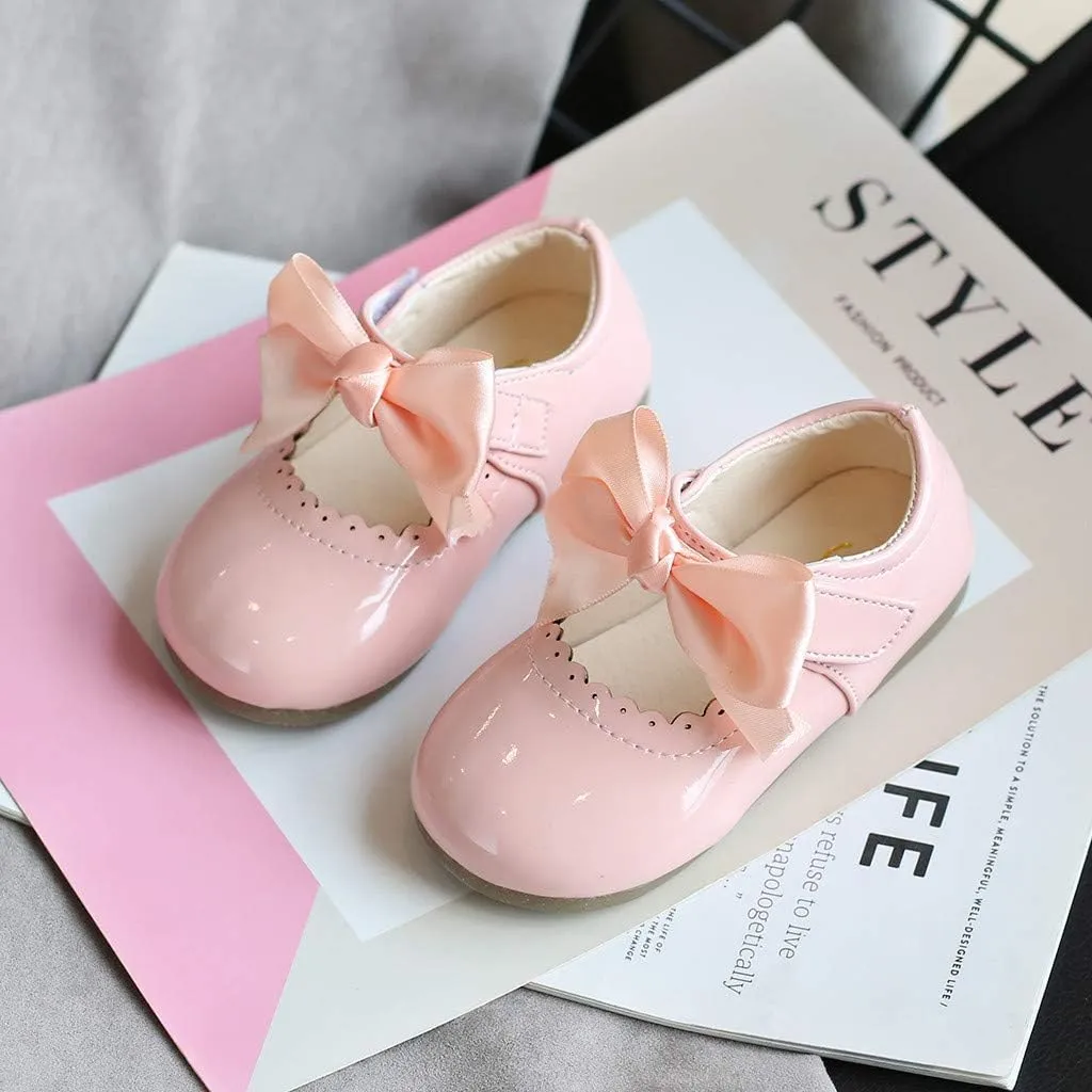 Toddler Baby Girls Mary Jane Flats Infant Newborn Walking Shoes Soft Rubber Sole Princess Wedding Dress Shoes
