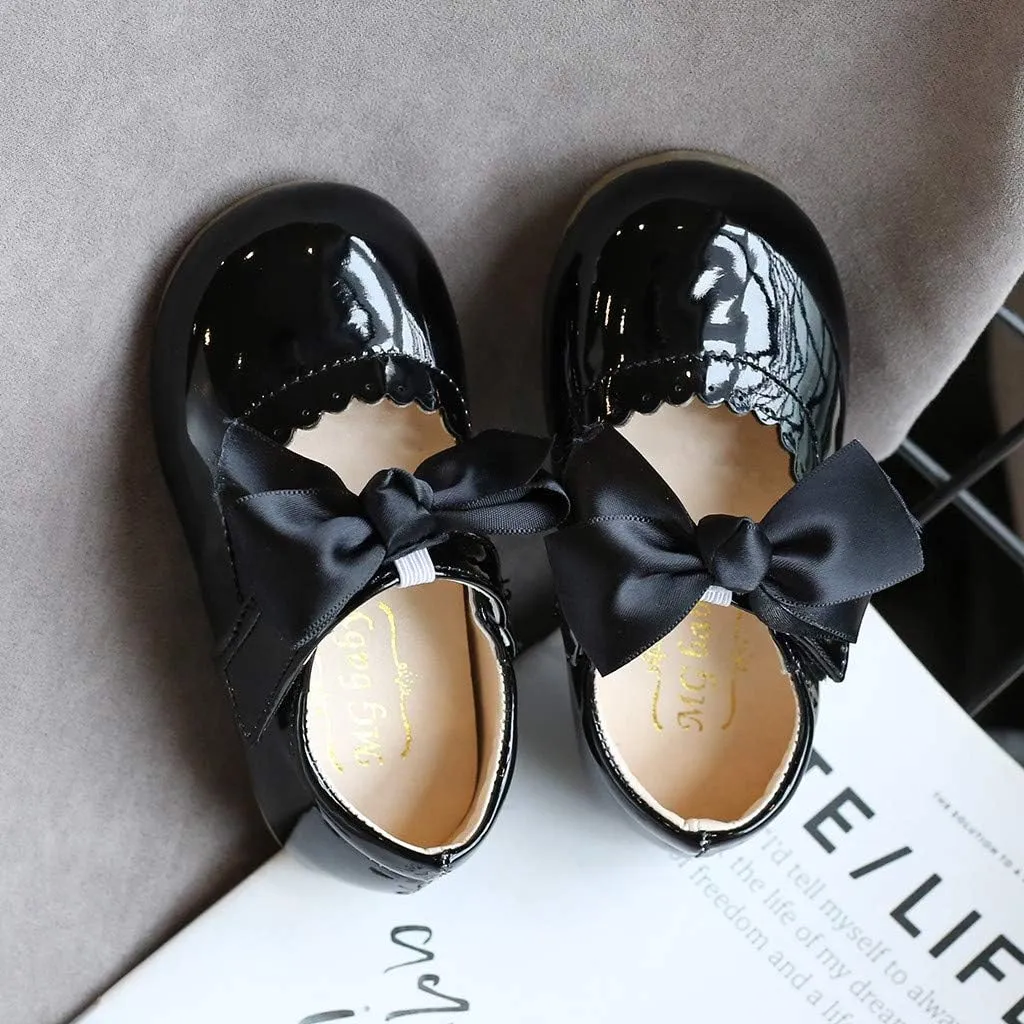 Toddler Baby Girls Mary Jane Flats Infant Newborn Walking Shoes Soft Rubber Sole Princess Wedding Dress Shoes