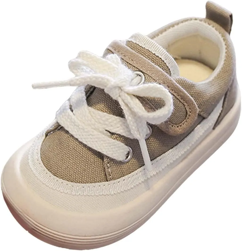 Toddler Boy Girl's Cotton Canvas Shoes Slip On Sneakers Rubber Sole Soft Lightweight Round Toe Shoes for Toddler