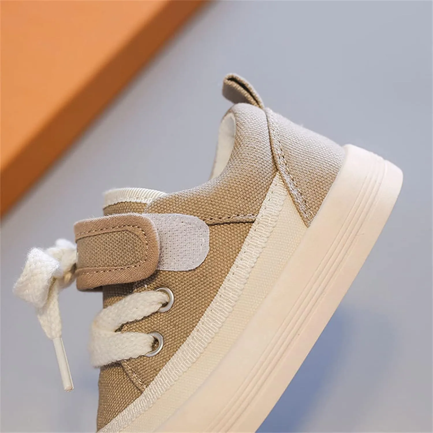 Toddler Boy Girl's Cotton Canvas Shoes Slip On Sneakers Rubber Sole Soft Lightweight Round Toe Shoes for Toddler