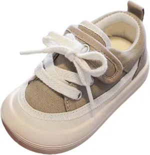 Toddler Boy Girl's Cotton Canvas Shoes Slip On Sneakers Rubber Sole Soft Lightweight Round Toe Shoes for Toddler