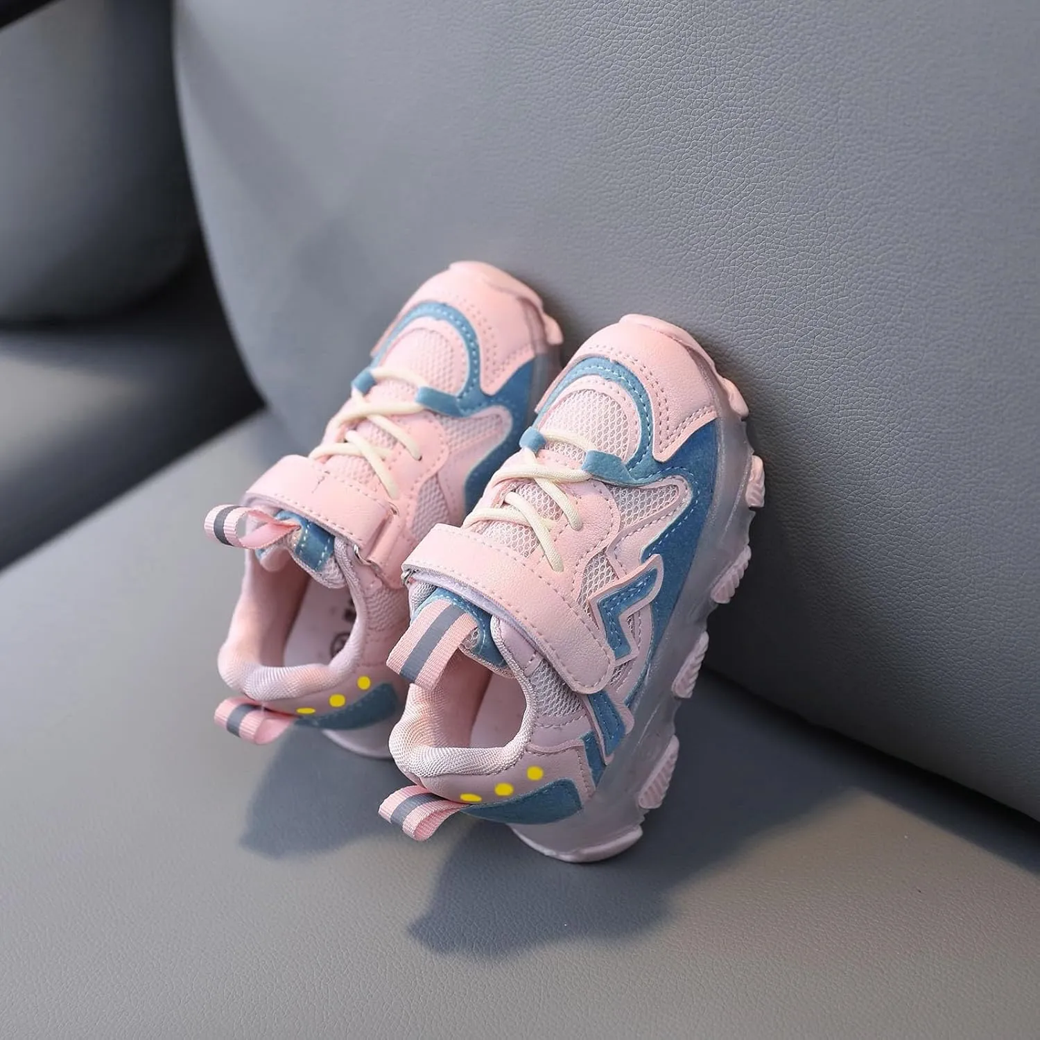 Toddler Boys Girls Light Up Hook Loop Sneaker Baby Mesh Breathable Soft Soled Non Slip Shoes Fashion Casual Shoes