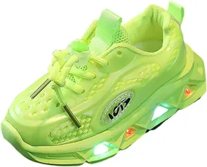 Toddler Boys Girls Light Up Shoes Unisex Led Flashing Mesh Breathable Non-Slip Cute Running Flat Sneakers for Kids