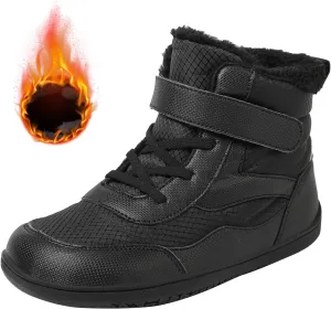 Toddler Boys Girls Winter Snow Barefoot Boots with Wide Toe Box Slip Drop Sole Ankle Boots Hiking Fur Lined Winter Boots