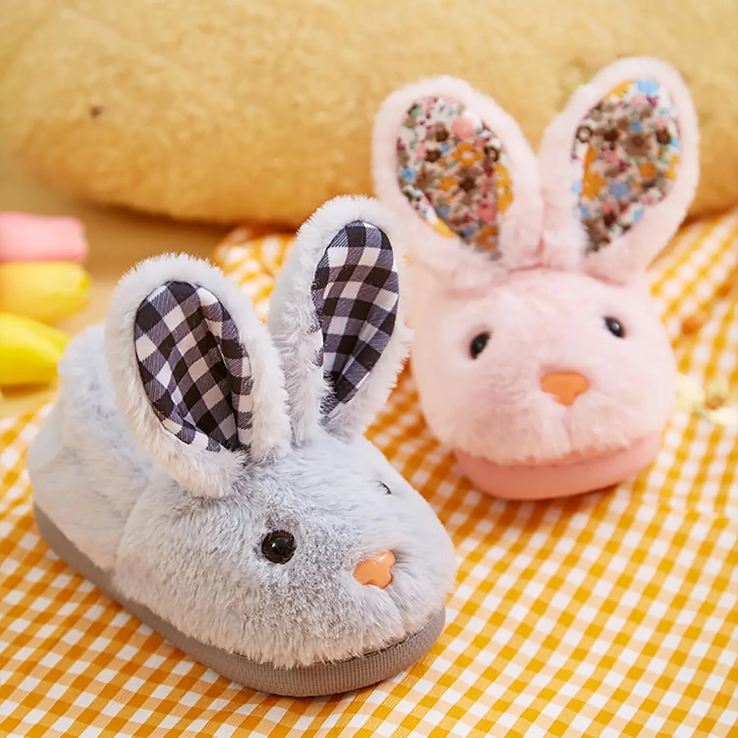 Toddler Bunny Fuzzy Slippers for Girls Boys Warm House Shoes for Kids Winter Home Slippers Indoor Non Slip Slippers