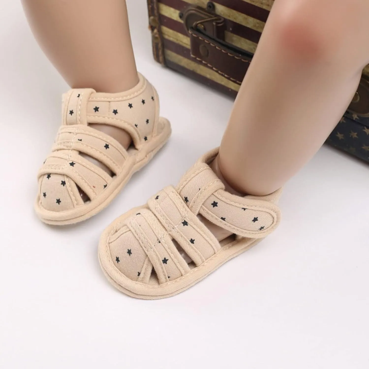 Toddler Cotton Gldiator Sandals Comfy Breathable Closed Toe Flat Shoes Baby Boys Girls Indoor Infant Walking Shoes