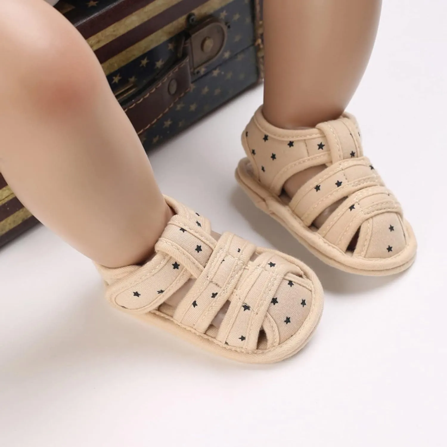 Toddler Cotton Gldiator Sandals Comfy Breathable Closed Toe Flat Shoes Baby Boys Girls Indoor Infant Walking Shoes