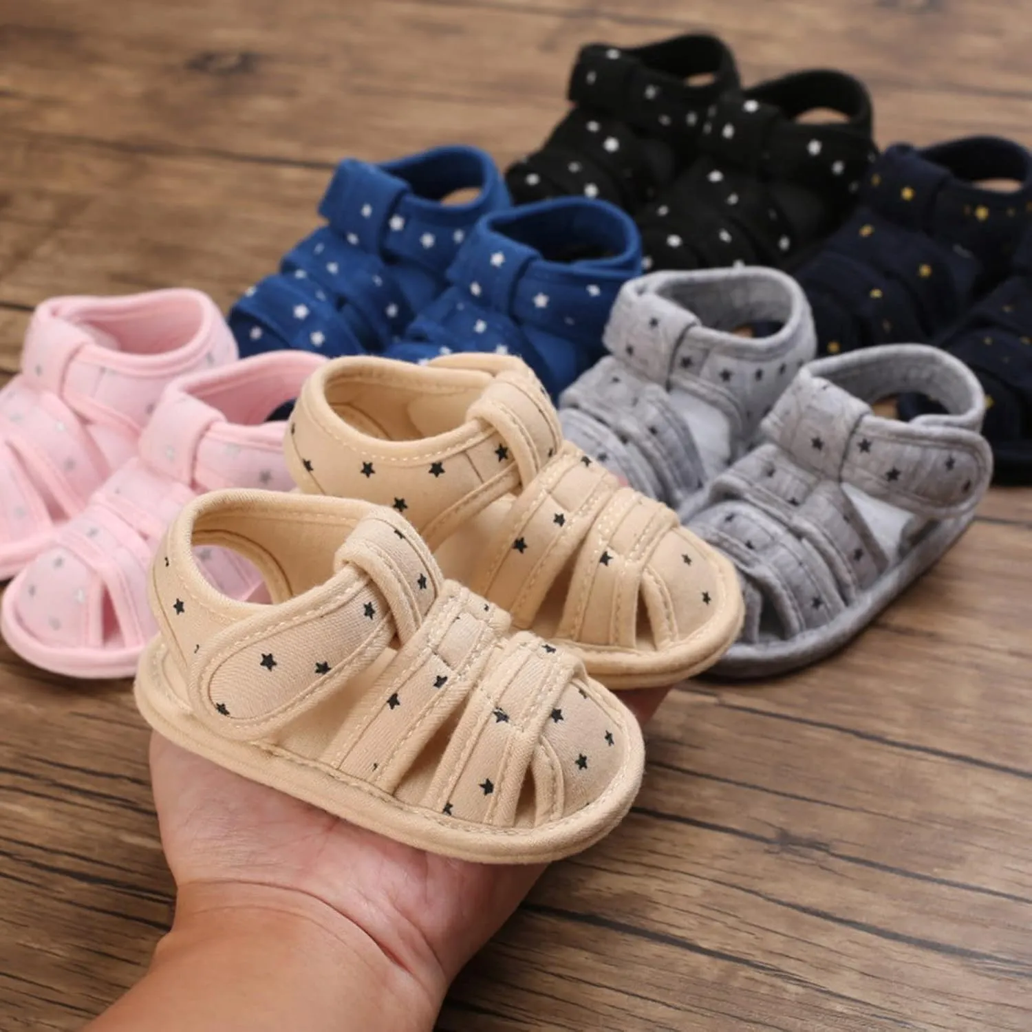 Toddler Cotton Gldiator Sandals Comfy Breathable Closed Toe Flat Shoes Baby Boys Girls Indoor Infant Walking Shoes