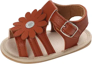 Toddler Flower Open Toe Wide Sandals Flat Strap Summer Shoes Baby Boys Girls Rubber Sole Soft Slip On Shoes Comfy Trendy