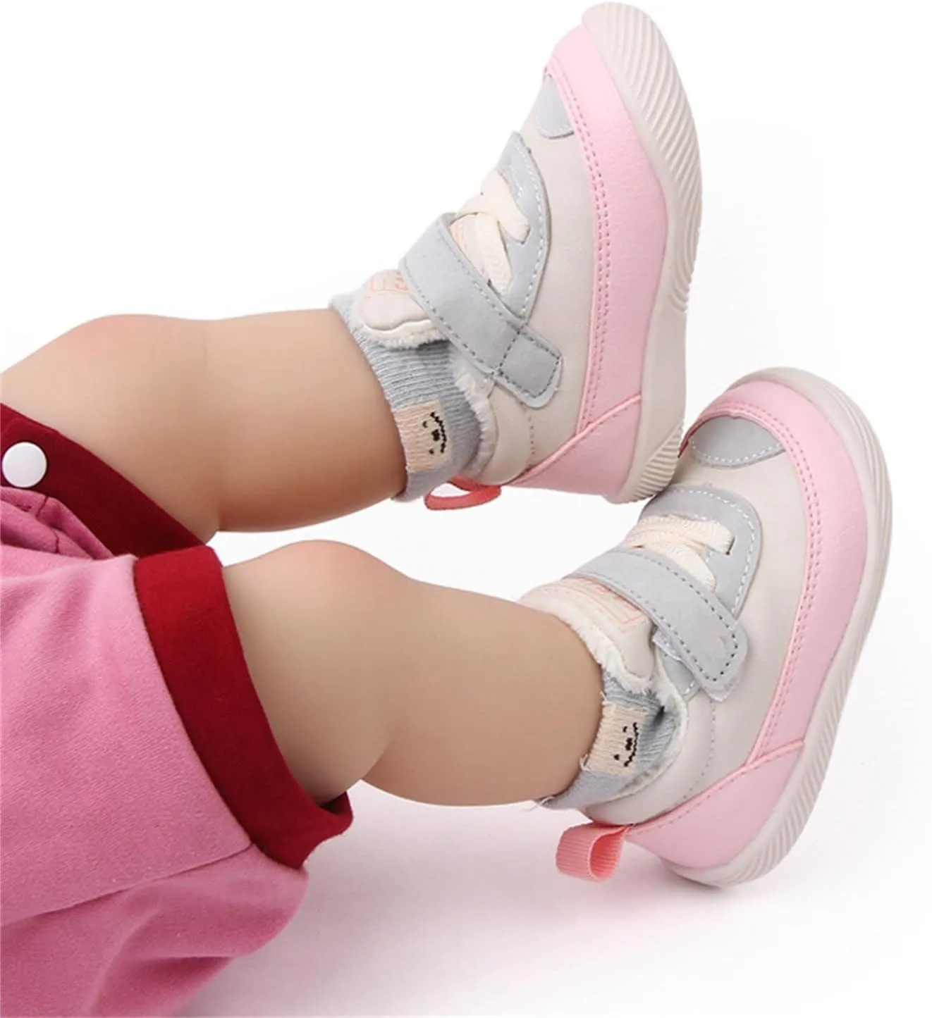 Toddler Fuzzy Sneaker Open Toe First Walking Sport Shoes Baby Boys Girls Soft Sole Non Slip Shoes Light Breathable Ankle