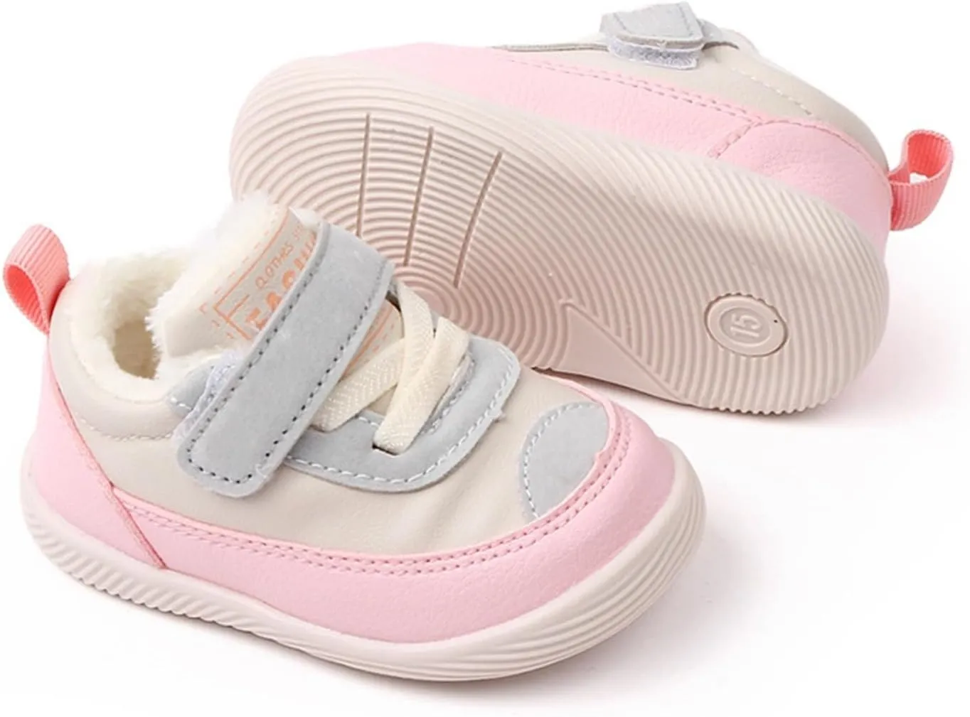 Toddler Fuzzy Sneaker Open Toe First Walking Sport Shoes Baby Boys Girls Soft Sole Non Slip Shoes Light Breathable Ankle