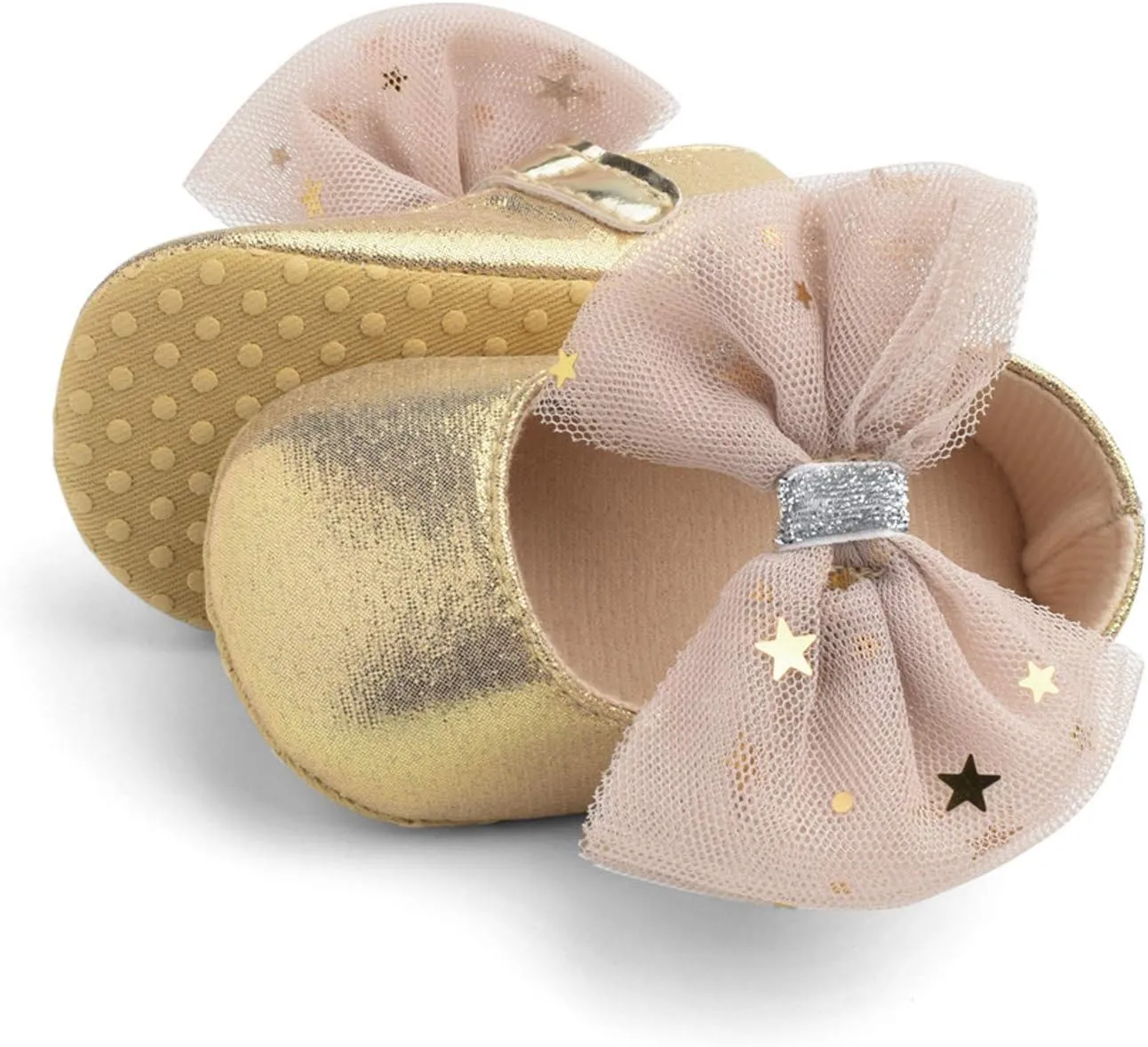 Toddler Girl Baby Shoes Infant Non-Slip Rubber Sole PU Soft Leather with Bowknot Mary Jane Shoes Flats