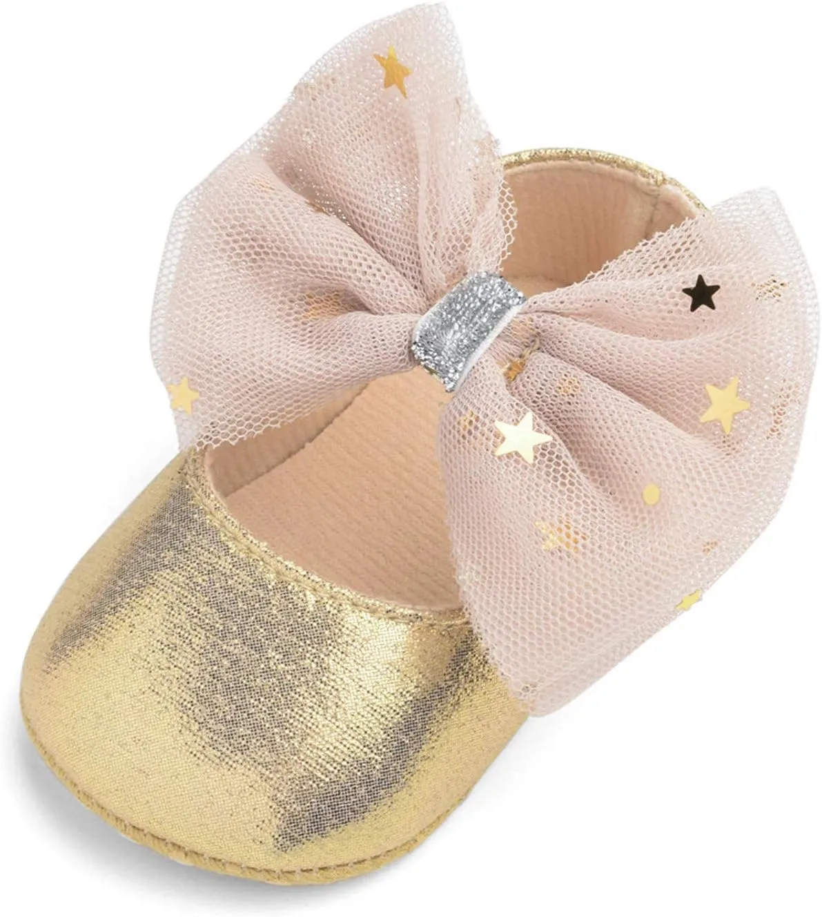 Toddler Girl Baby Shoes Infant Non-Slip Rubber Sole PU Soft Leather with Bowknot Mary Jane Shoes Flats