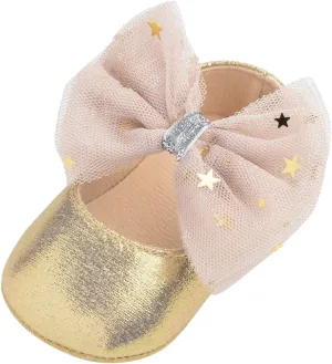 Toddler Girl Baby Shoes Infant Non-Slip Rubber Sole PU Soft Leather with Bowknot Mary Jane Shoes Flats