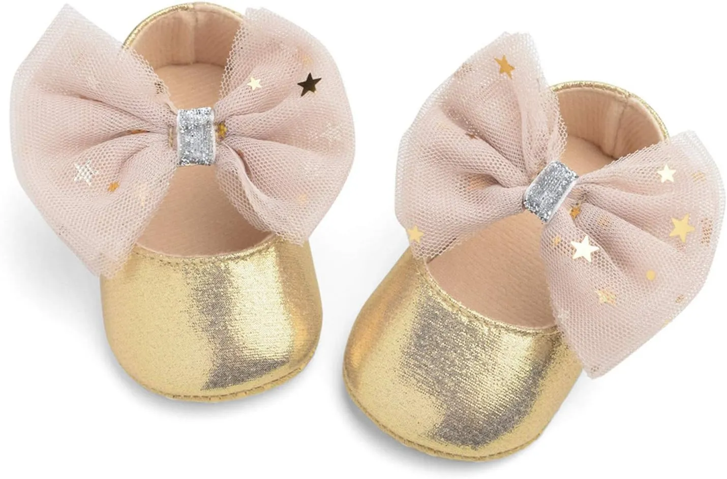 Toddler Girl Baby Shoes Infant Non-Slip Rubber Sole PU Soft Leather with Bowknot Mary Jane Shoes Flats