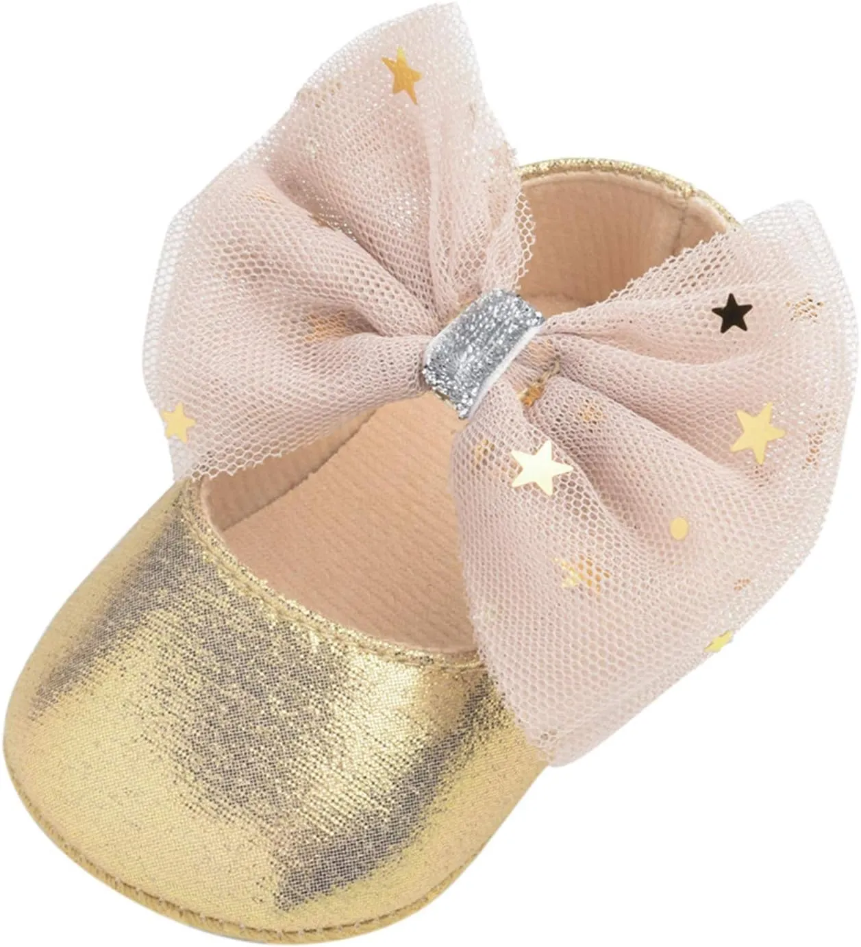 Toddler Girl Baby Shoes Infant Non-Slip Rubber Sole PU Soft Leather with Bowknot Mary Jane Shoes Flats