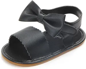 Toddler Girl Open Toe Sandals Baby Flower Bowknot Anti Slip Ankle Strap Soft Sole Outdoor Dress Flats Shoes