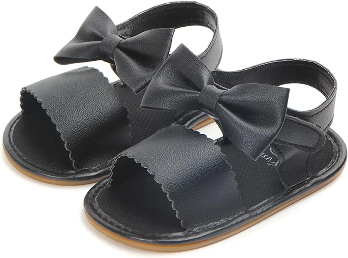 Toddler Girl Open Toe Sandals Baby Flower Bowknot Anti Slip Ankle Strap Soft Sole Outdoor Dress Flats Shoes