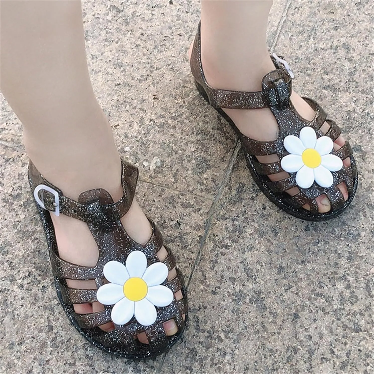Toddler Girl Sandal Toddler Girls Shoes Breathable Shoes Flower Patterned Baby Soft Shoe Covers Beach Sandals for Girls