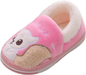 Toddler Girl Shoes Childrens Girl Cotton Slippers Cute Squirrel Warm Indoor Non Slip Cotton Baby Girl Walking Shoes